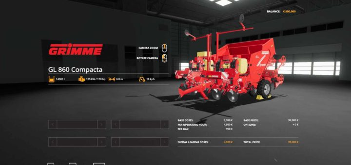 Мод сеялка Grimme GL 860 v1.0.0.0 Farming Simulator 19