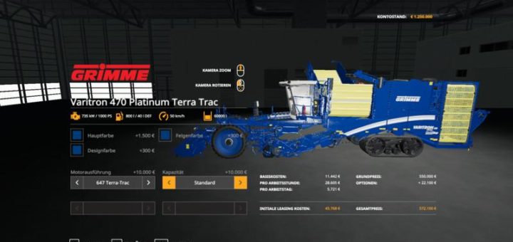 Мод комбайн Grimme Varitron 470 MP Mulicolor v1.4 FS19