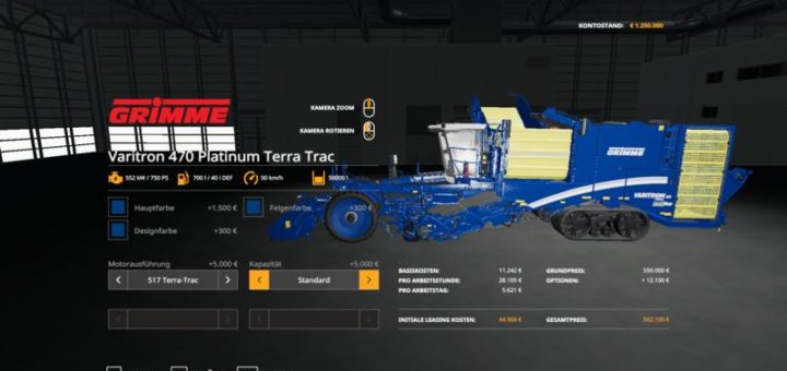 Мод комбайн Grimme Varitron 470 MP Mulitcolor v1.6 Farming Simulator 19