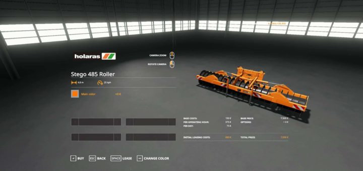 Мод каток Holaras Stego 485 Roller v1.0.0.1 Farming Simulator 2019