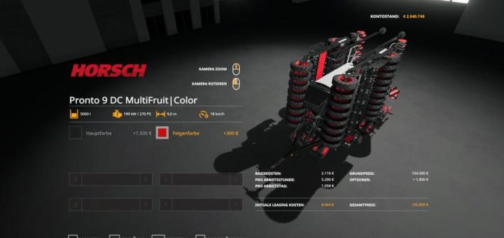 Мод сеялка Horsch Pronto9DC – Metallic v1.1 Farming Simulator 19