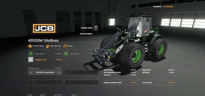 Мод погрузчик JCb 435 SiloBoss v1.2 Farming Simulator 19