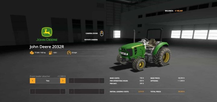 Мод трактор John Deere 2032R 4X4 V1.0 FS19