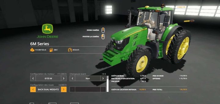 Мод трактор John Deere 6M Series American v1.0.0.0 FS19