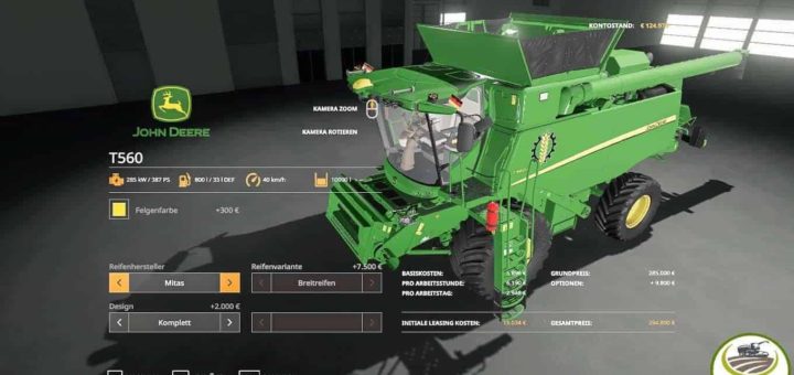 Мод комбайн John Deere T560 v1.0.0.0 Farming Simulator 19