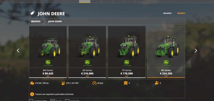 Мод ПАК John Deere tractors v1.0.0.2 Farming Simulator 2019