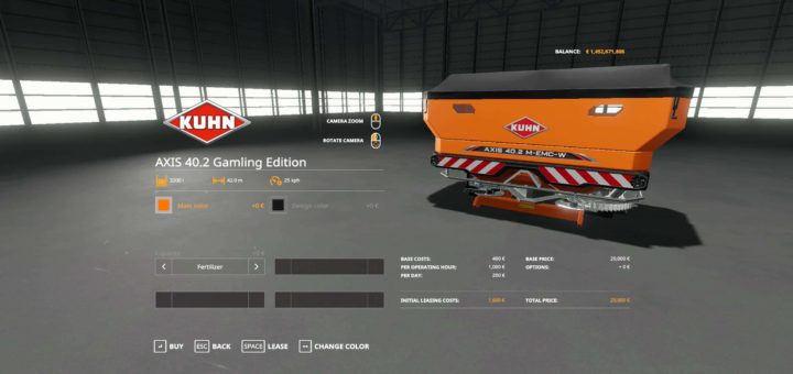 Мод Kuhn Axis 40.2 Gamling Edition v1.0.0.4 Farming Simulator 19
