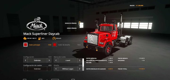 Мод тягач Mack Superliner Daycab v1.0 Farming Simulator 19