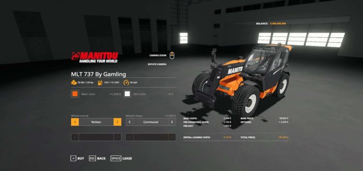 Мод погрузчик Manitou MLT 737 v1.0.0.0 Farming Simulator 19