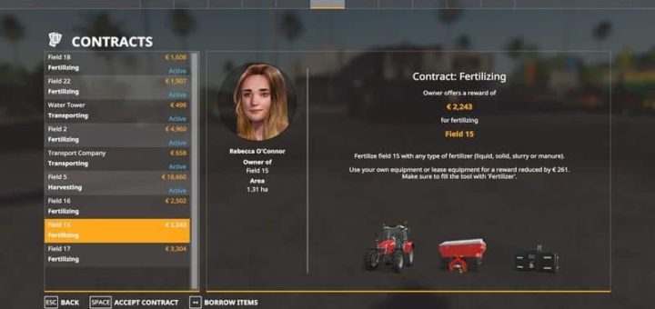 Мод скрипт Multiple Contracts v1.0 Farming Simulator 19