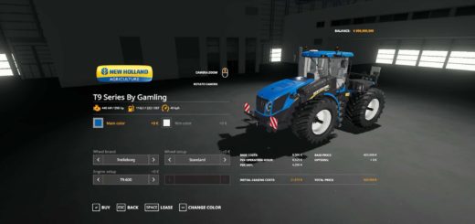 Мод трактор New Holland T9 Series Tractor v1.0.0.0 FS19
