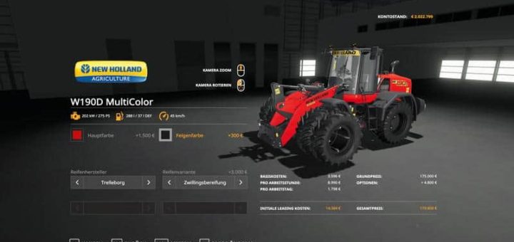 Мод New Holland W190D Wheel Loader – MetallicEdit v1.1 FS19