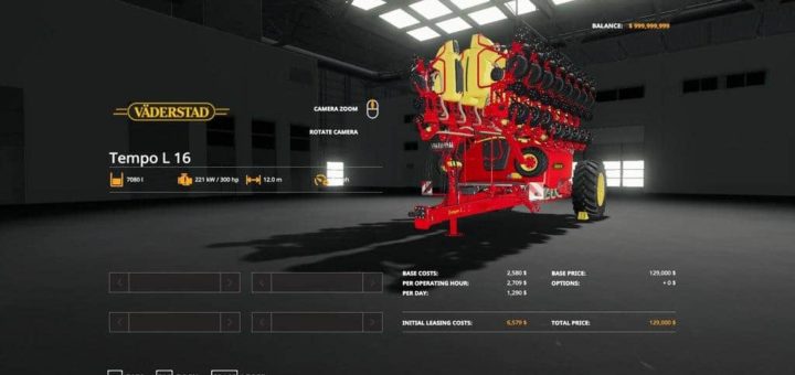 Мод сеялка TempoL16 planter v1.0.0.0 Farming Simulator 19
