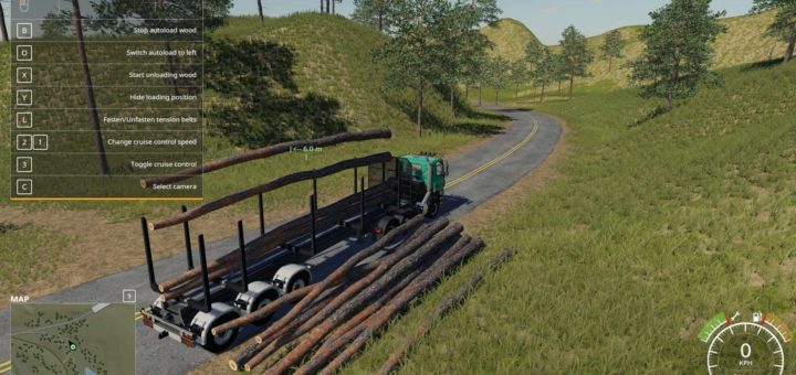 Мод прицеп Timber Runner Wide With Autoload Wood v1.0 FS19