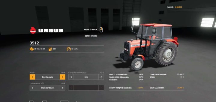 Мод трактор Ursus 3512 v1.0 Farming Simulator 19