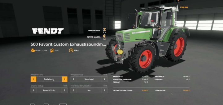 Мод трактор Fendt Favorit Custom Exhaust Sound v0.9 FS19