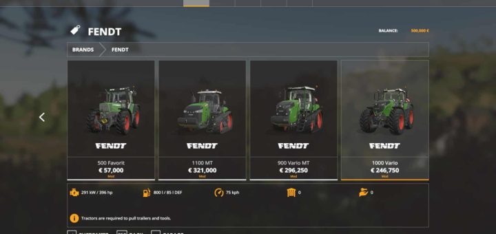 Мод ПАК Fendt Tractors v1.0.0.2 Farming Simulator 2019