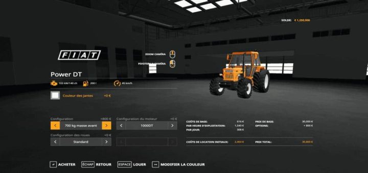 Мод трактор Fiat Power Series v1.0 Farming Simulator 19