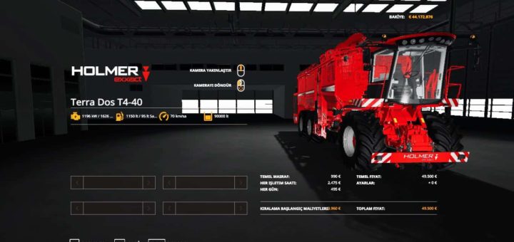 Мод комбайн Holmer TerraDos T4-40 v1.0 Farming Simulator 19