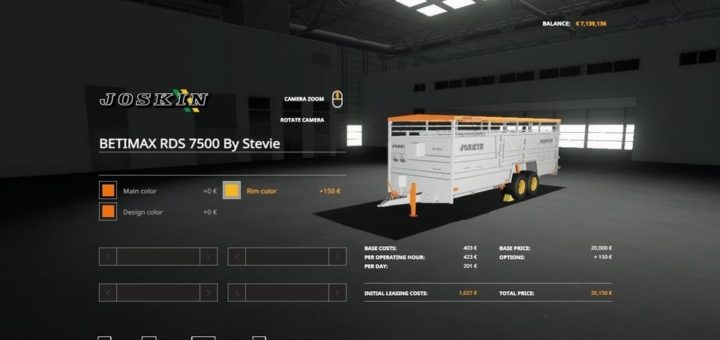Мод прицеп JOSKIN BETIMAX RDS 7500 BY STEVIE V 1.0.0.0 FS19