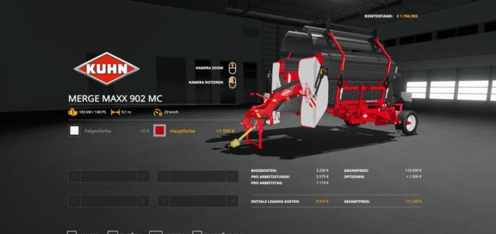 Мод KUHN MERGEMAXX902 - MULTICOLOR V1.0 Farming Simulator 19