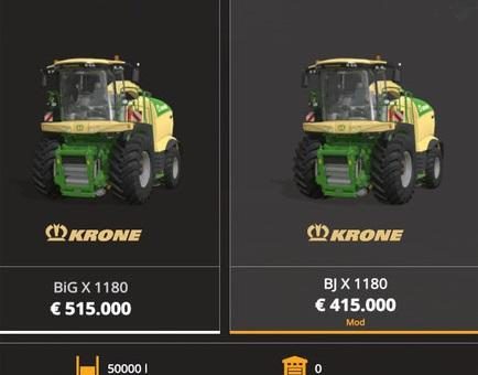 Мод комбайн Krone X1180 BJ with tank 50.000L v1.0 Combine FS19