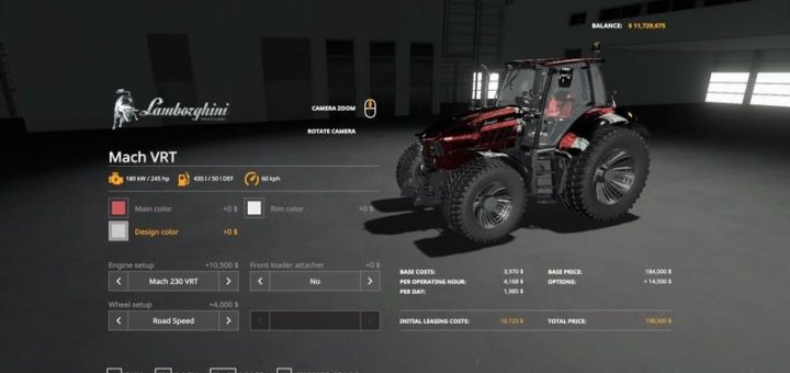 Мод трактор LAMBORGHINI VRT MAX V1.2.1 Farming Simulator 2019