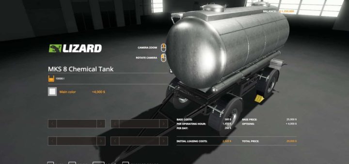 Мод прицеп MKS8 Chemical Tank v1.0 Farming Simulator 19
