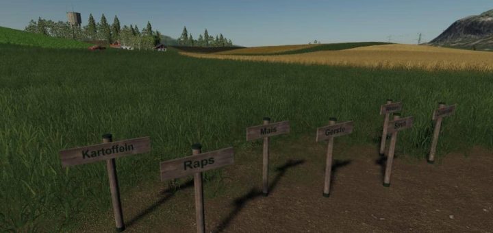 Мод Platzierbare Frucht Sorten Schilder v1.0 Farming Simulator 19