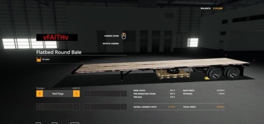 Мод прицеп US FLATBED TRAILER AUTO LOADS BALES V1.0 FS19
