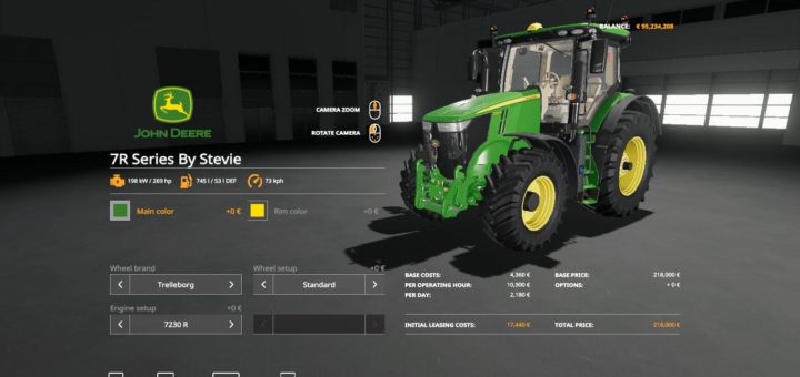 Мод трактор JOHN DEERE 7R SERIES BY STEVIE Farming Simulator 19