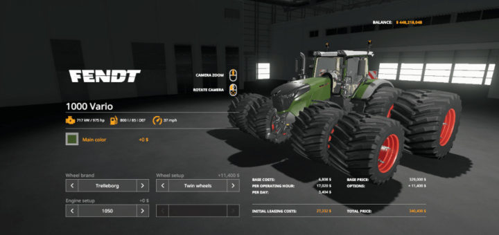 Мод трактор Beast Fendt 1000 Vario VE V1.0 Farming Simulator 19