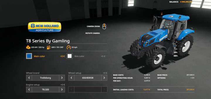 Мод трактор NEW HOLLAND T8 SERIES BY GAMLING V1.0.0.1 FS19