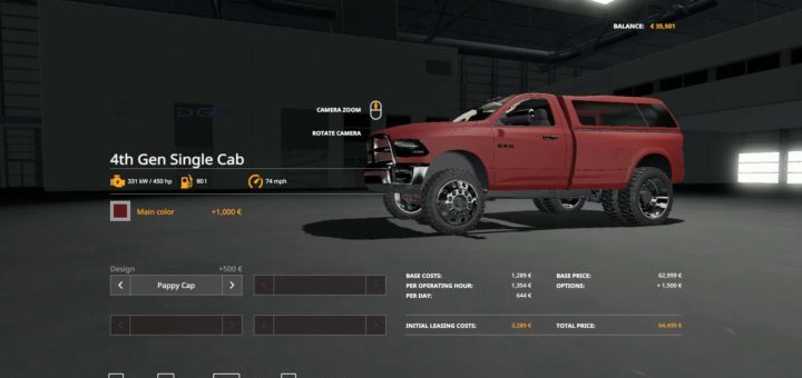 Мод авто Dodge Single Cab v1.0.0.0 Farming Simulator 2019