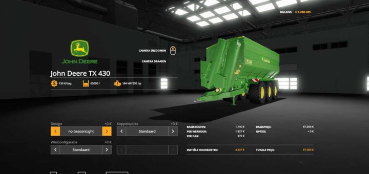 Мод прицеп John Deere TX430 v1.1 Farming Simulator 19