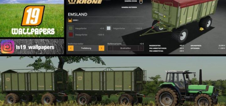 Мод прицеп Krone Emsland Kipper v1.0.0.0 Farming Simulator 19
