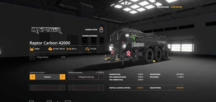 Мод прицеп Raptor Carbon 42000 v1.1.0.0 Farming Simulator 19