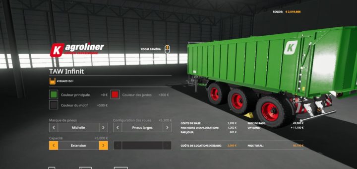 Мод прицеп UNLIMITED CAPACITY KROEGER TAW V1.2.0 FS19