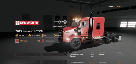 Мод тягач 2015 KENWORTH T800 V1.0.0.0 Farming Simulator 19