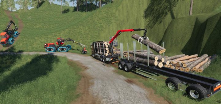 Мод прицеп Fliegl Log Trailer v1.0.0.0 Farming Simulator 2019