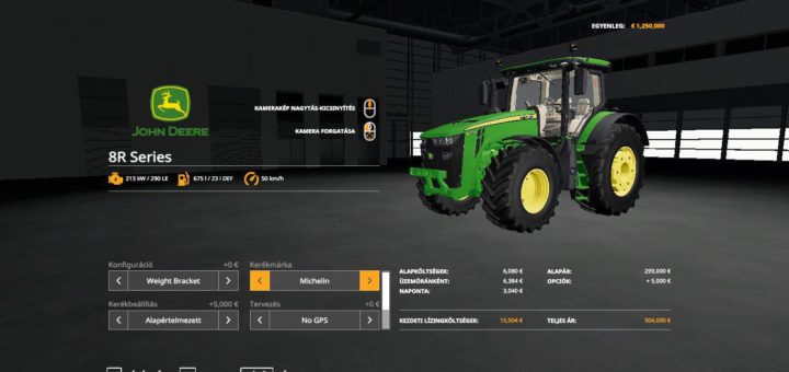 Мод трактор John Deere 8R EU v2.0 Farming Simulator 2019