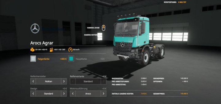 Мод тягач Mercedes Arocs Agrar v1.0.0.0 Farmin g Simulator 19