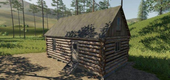 Мод дом Placeable Log Cabin with sleep trigger v1.0 FS19
