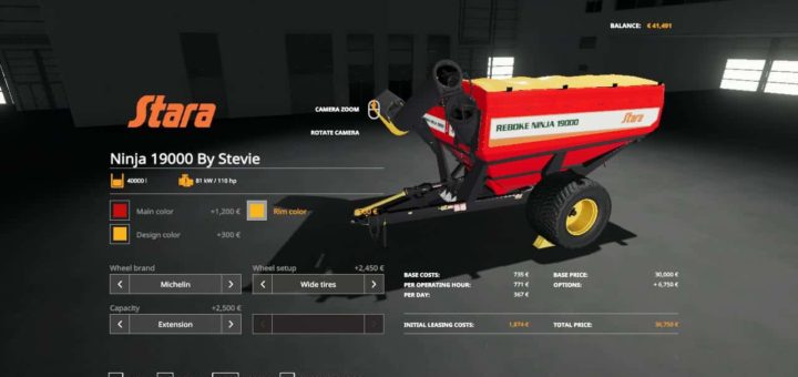 Мод прицеп Stara Ninja 19000 Auger Wagon Farming Simulator 19