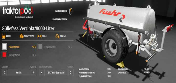 Мод прицеп Slurry tanker set 9000 LITERS V1.0.0.0 FS19