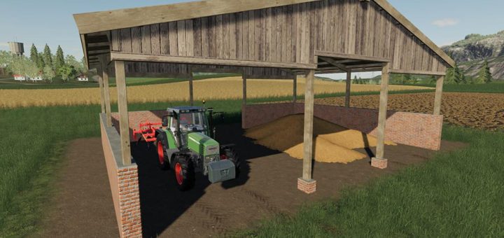 Moд навес Wood Frame Open Sheds With Brick Wall v1.0.0.0 FS19