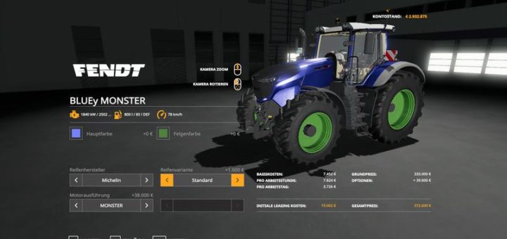 Moд трактор Bluey Monster multicolor v2.5.1.2 Farming Simulator 2019