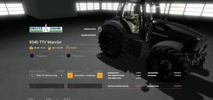 Moд трактор Deutz Fahr 9340 TTV Warrior v1.0 Farming Simulator 19