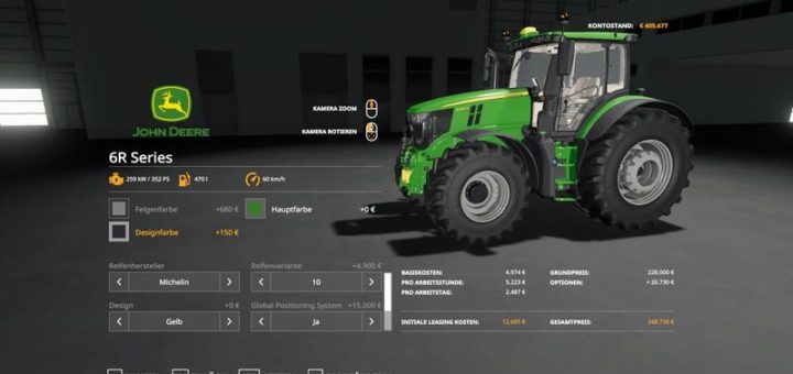 Moд трактор John Deere 6R v1.1.0.0 Farming Simulator 19