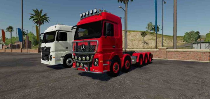 Мод тягач Mercedes-Benz Actros Hooklift v1.0 Farming Simulator 19